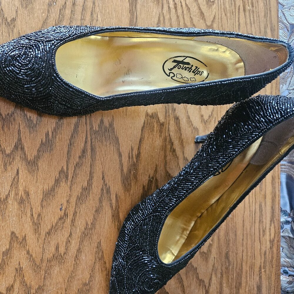Touchups - black beaded formal heels -